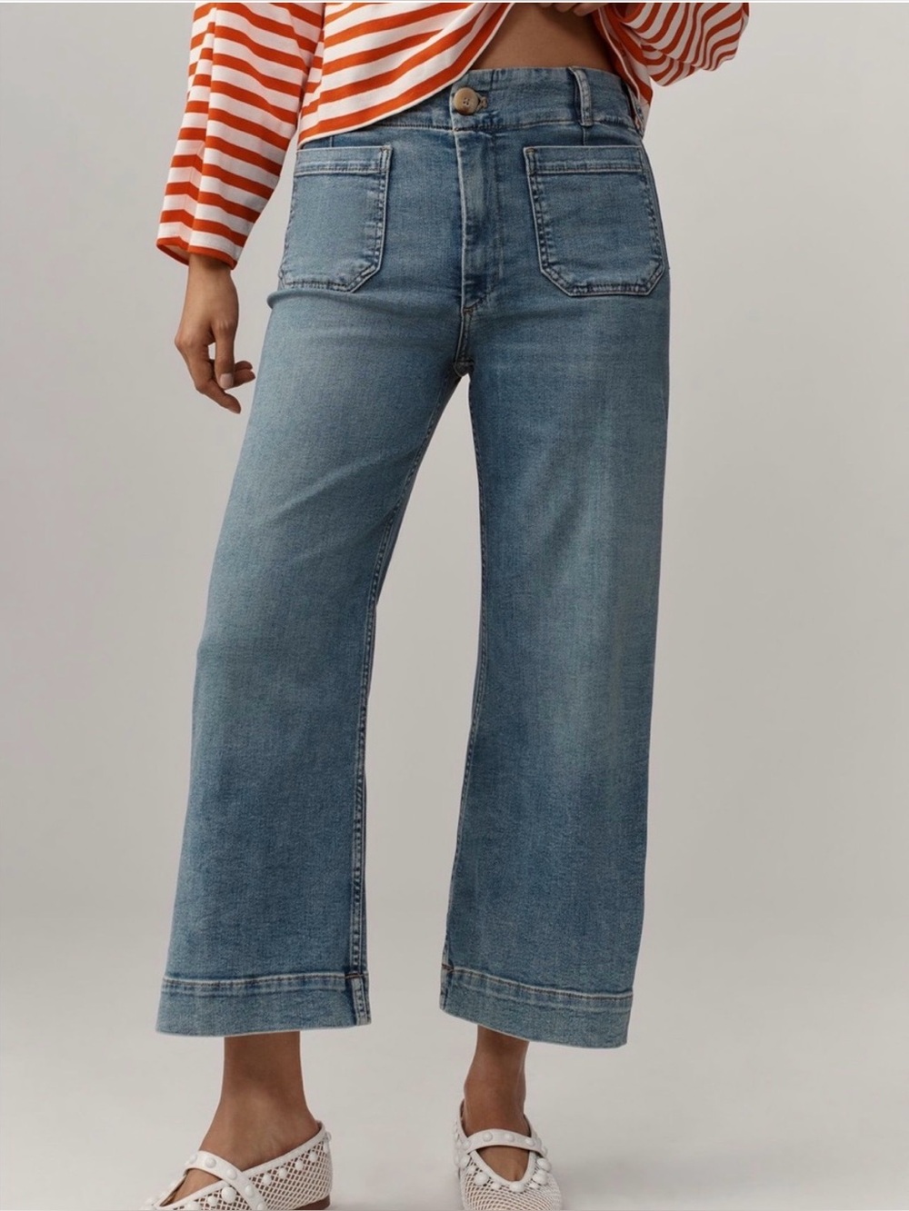 Anthropologie Maeve The Colette Cropped Wide Leg Jean Light Wash